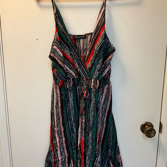 🐝 NWOT Romantic Hut Spaghetti Straps V-Neck Elastic Waist Pleated Sundress XL - Picture 3 of 12